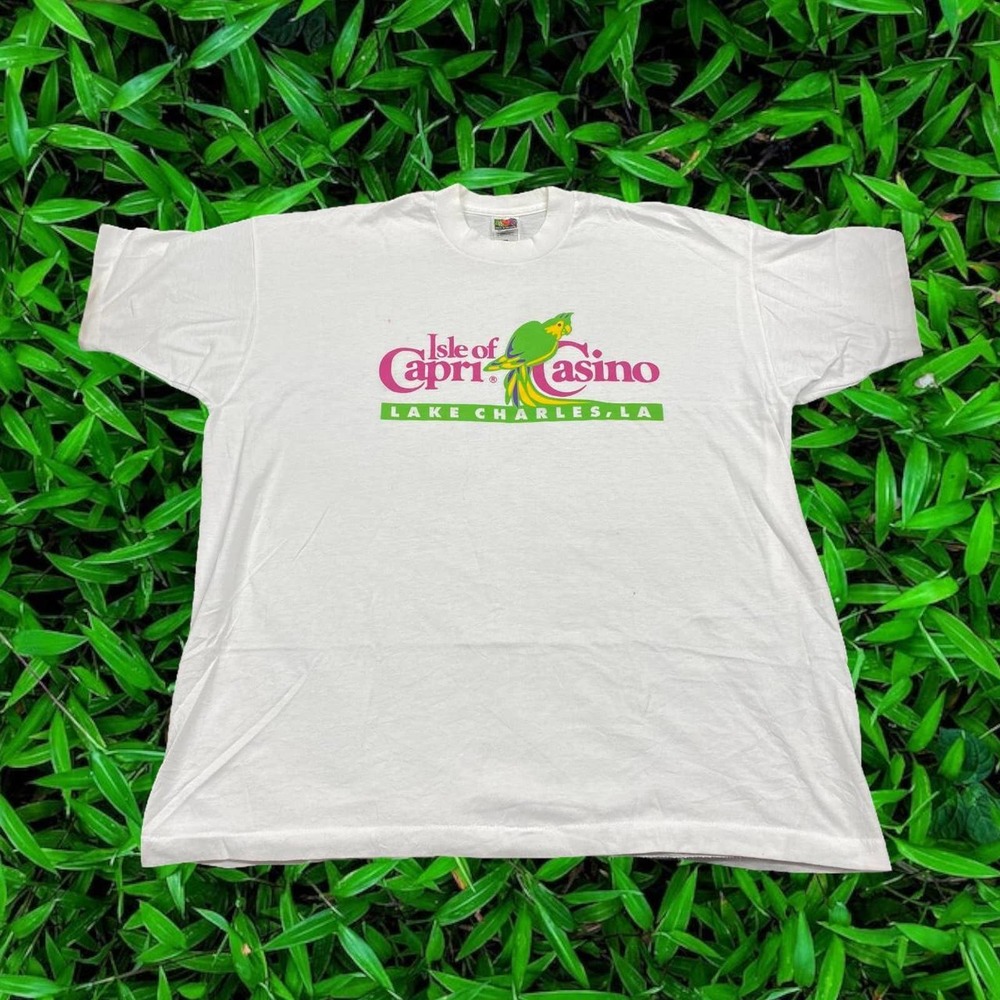 90s Isle of Capri Casino Lake Charles, LA FOTL Best White Graphic Promo Tee XXL